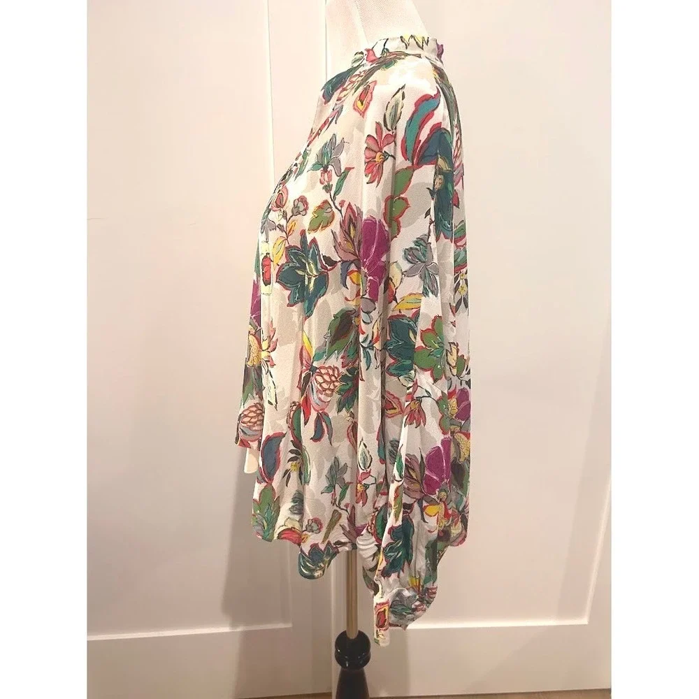 Natori Women's Silk Blend Floral‎ V-Neck Tunic Blouse Multicolor W/Cami Size M - Picture 5 of 8